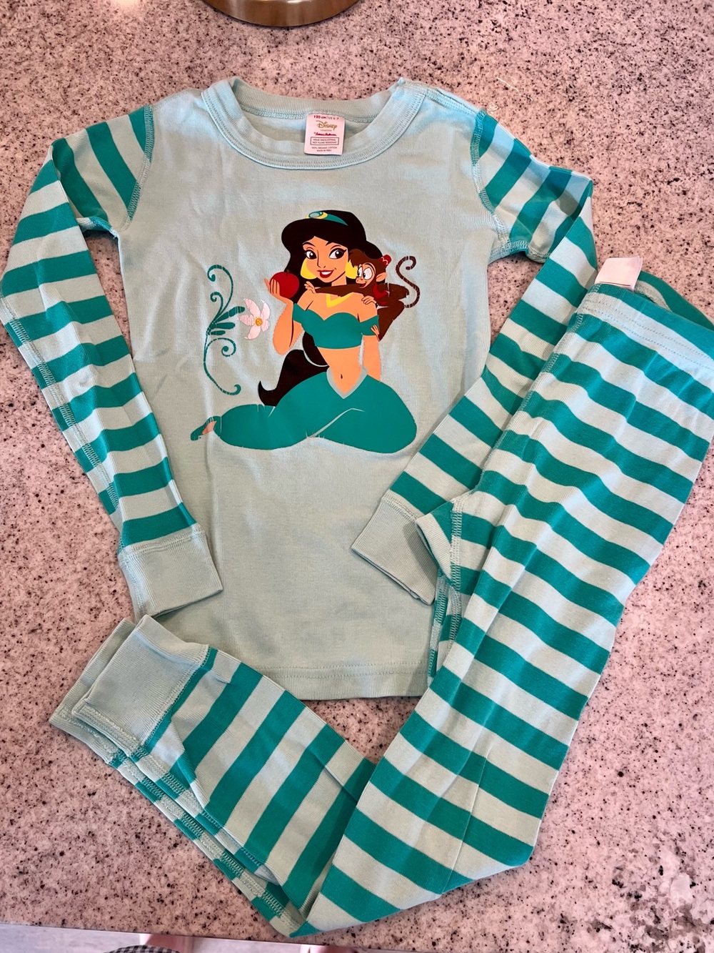 Hanna Andersson Disney pajama set Aladdin Jasmine girls size 6-7
